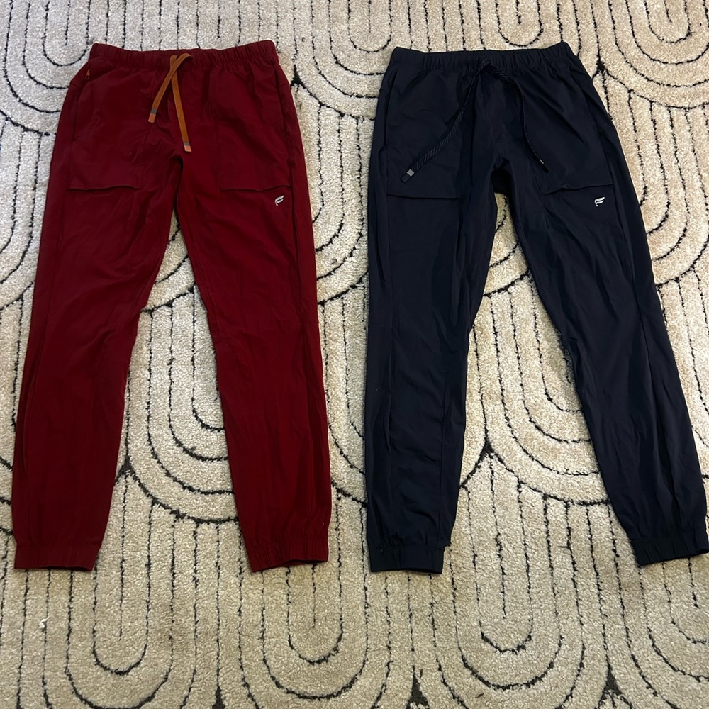 Mens Fabletics The One- Red and Navy Jogger Pants